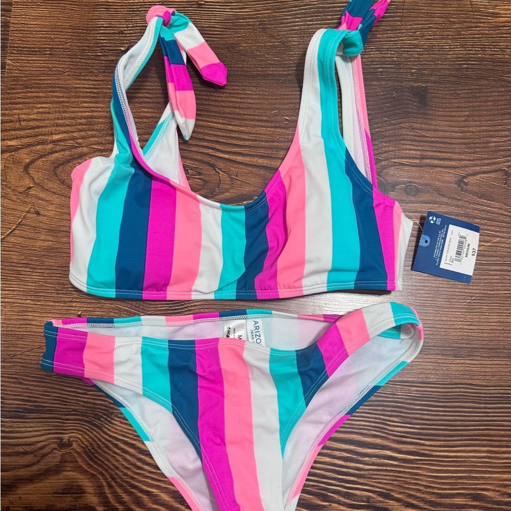 Aerie Striped Bikini Set - Pink, Blue, White